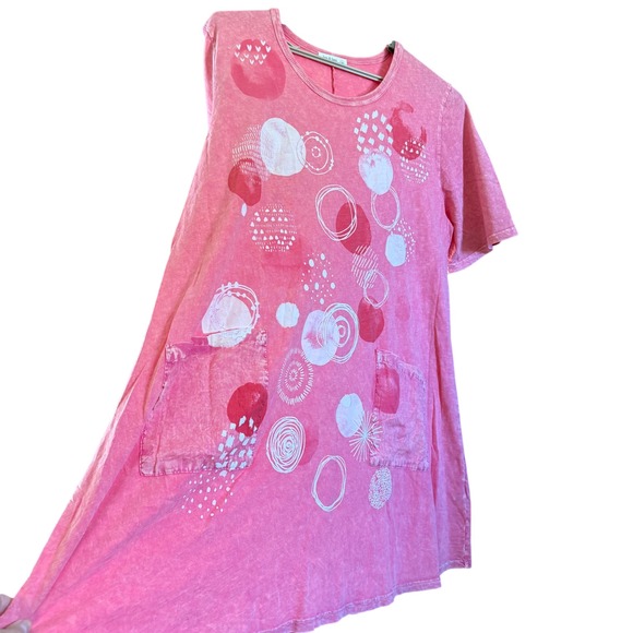 Jess & Jane 2X Dress A‎ line "Magic Dot" Print Pockets Short Sleeve Casual - Picture 1 of 11